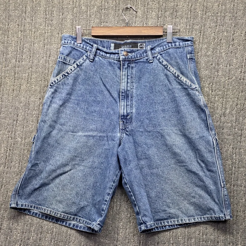 Vintage Levis SilverTab Carpenter Shorts Mens 34 Baggy Denim Blue 90s Y2K Skater